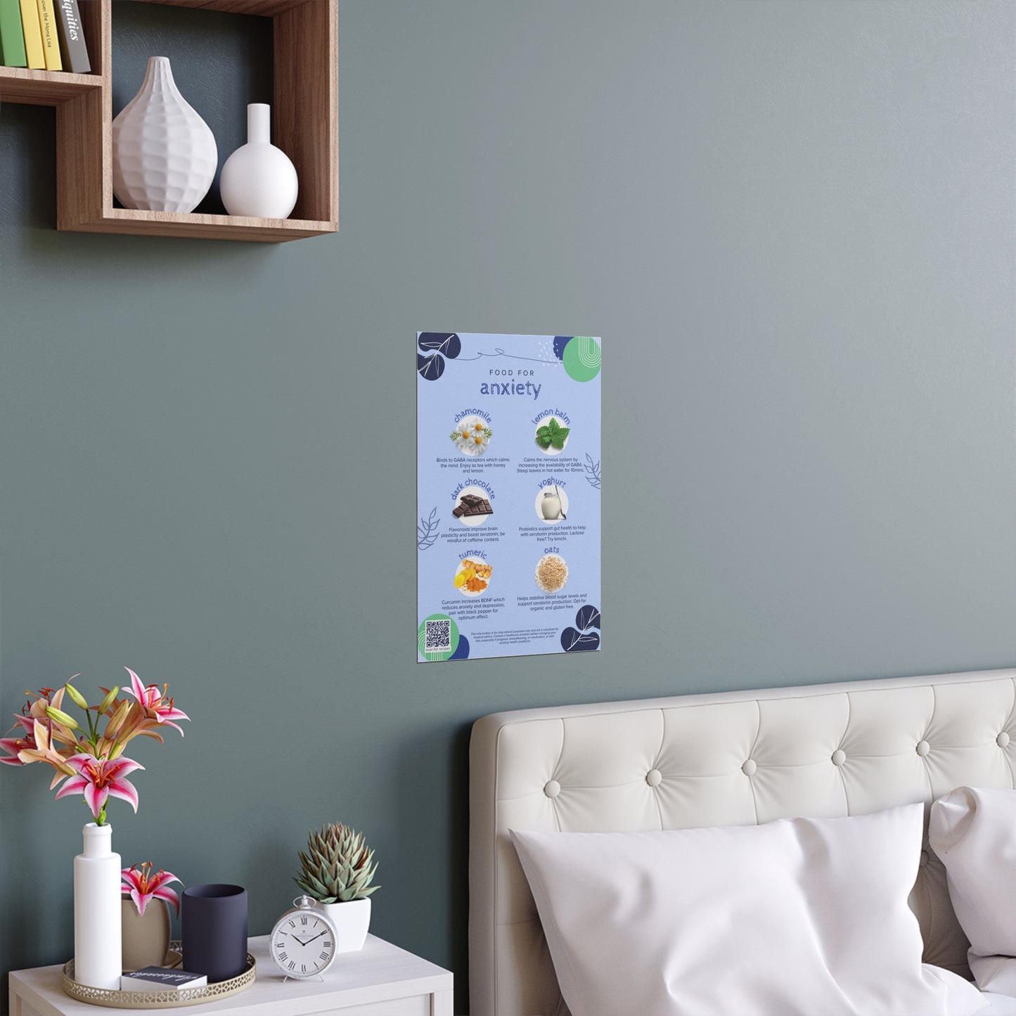 Food for Anxiety Silk Poster - Indoor & Outdoor Wall Decor