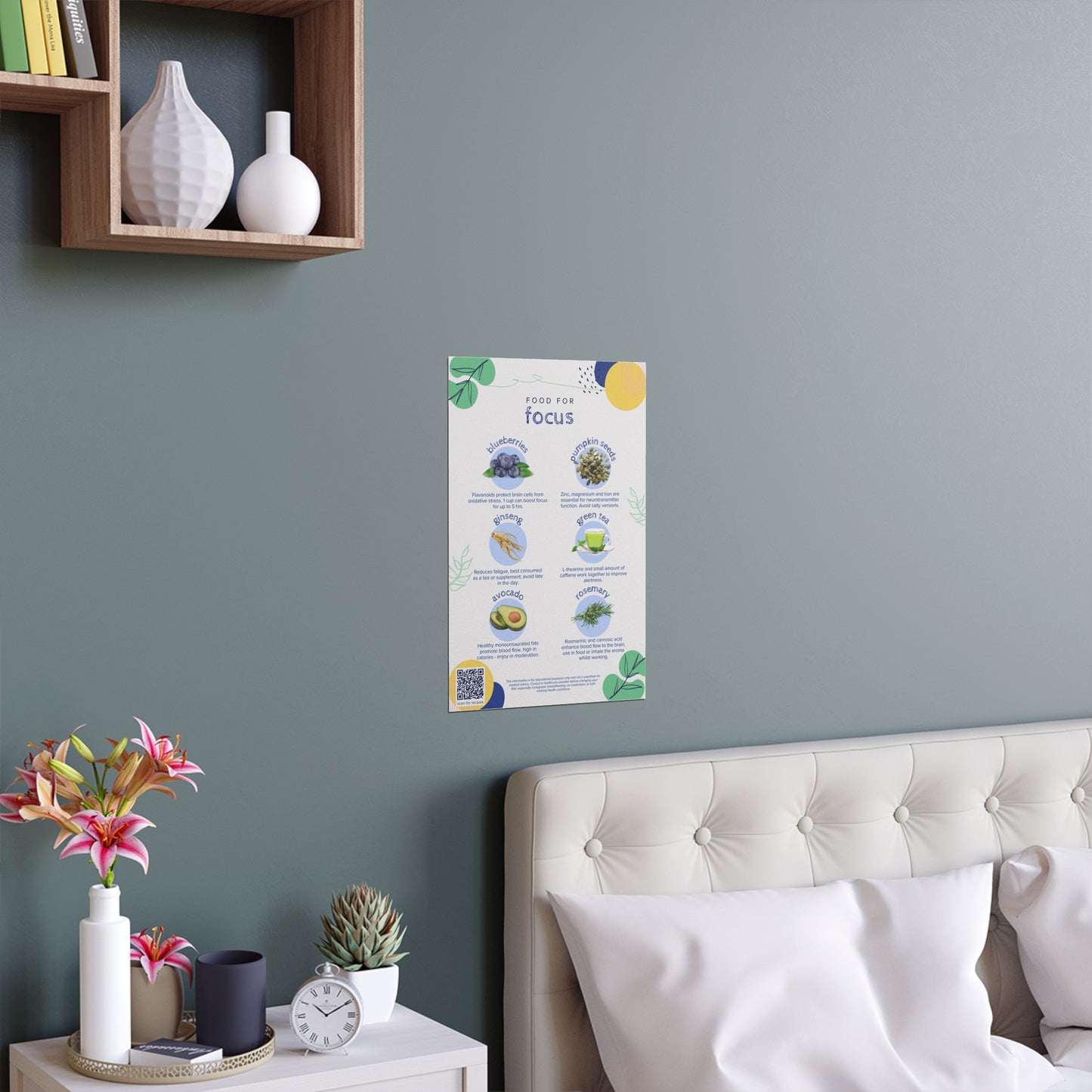 Food For Focus Silk Poster - Indoor & Outdoor Wall Decor