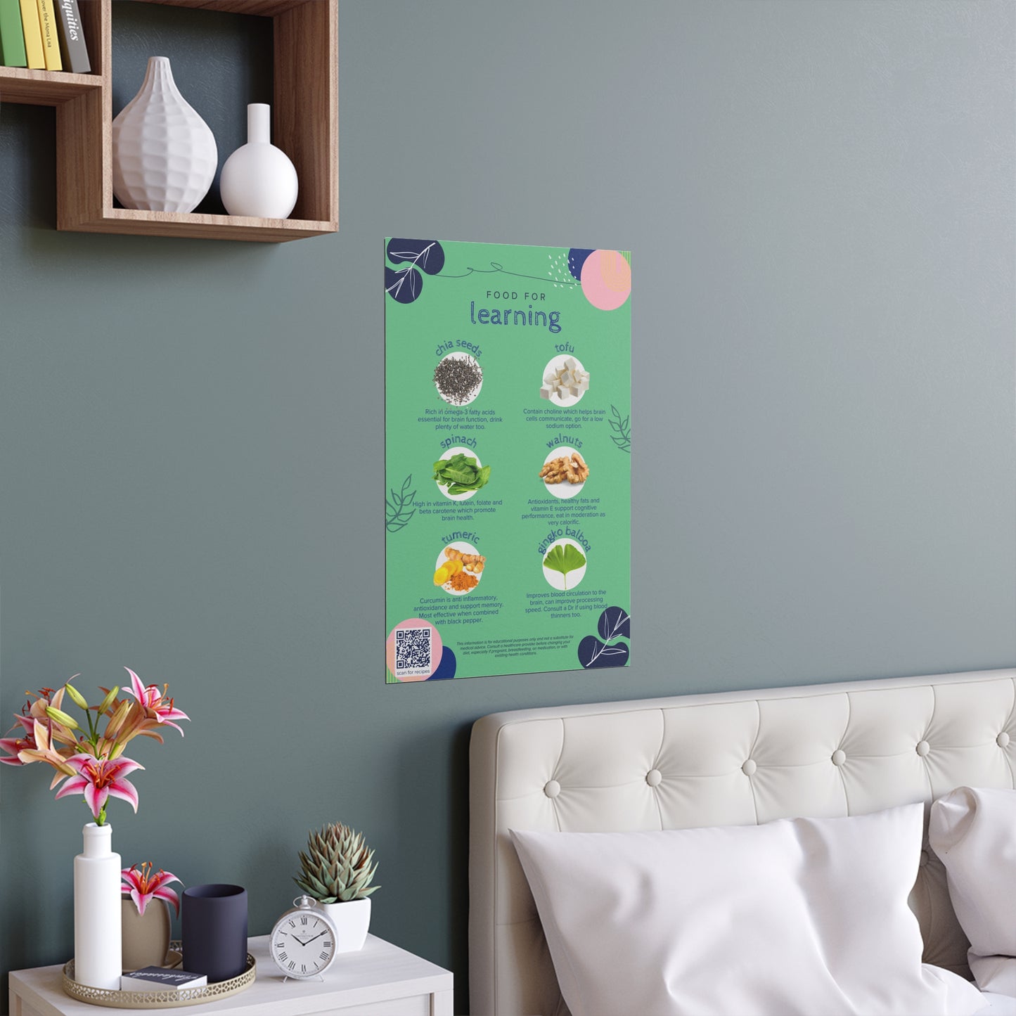 Food For Learning Silk Poster - Indoor & Outdoor Wall Decor