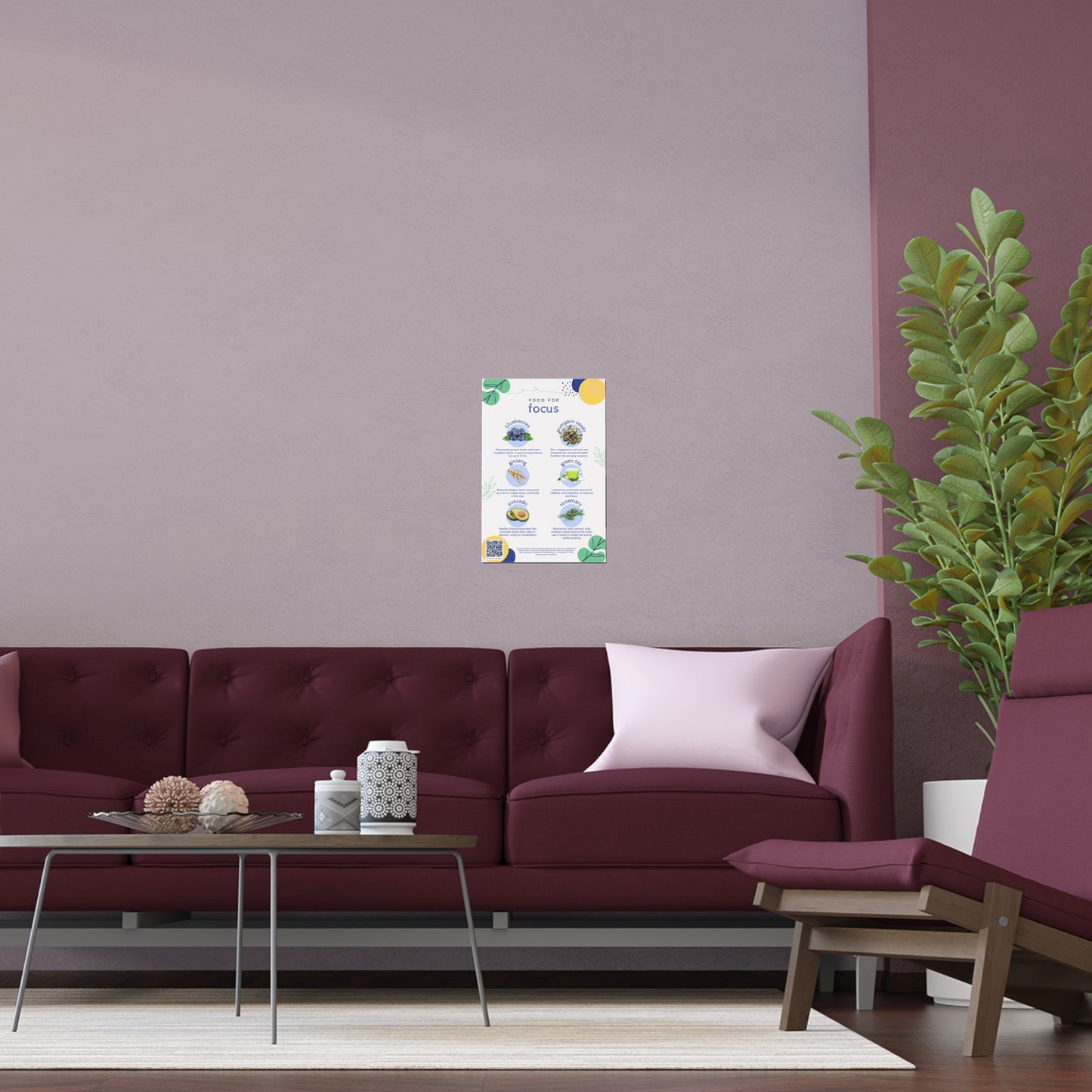 Food For Focus Silk Poster - Indoor & Outdoor Wall Decor