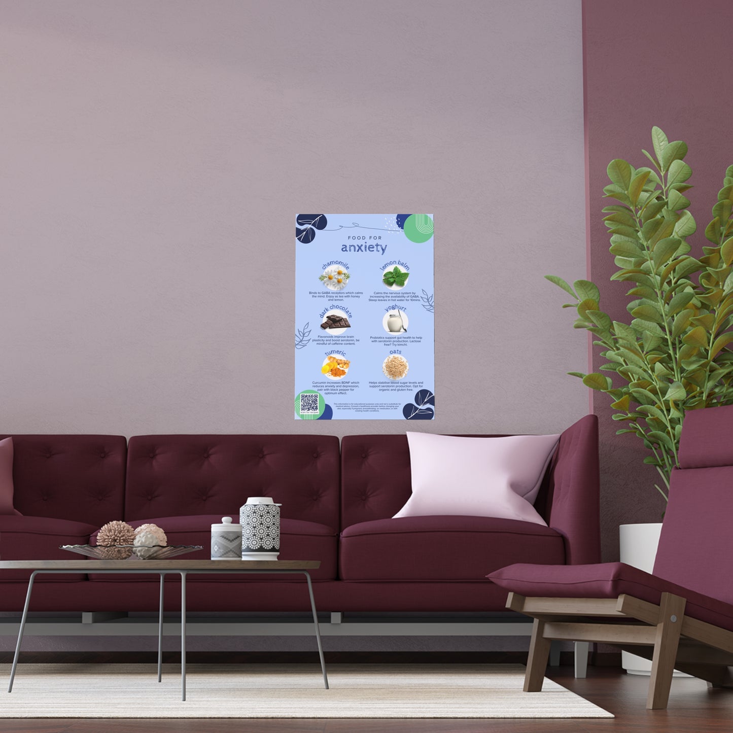 Food for Anxiety Silk Poster - Indoor & Outdoor Wall Decor