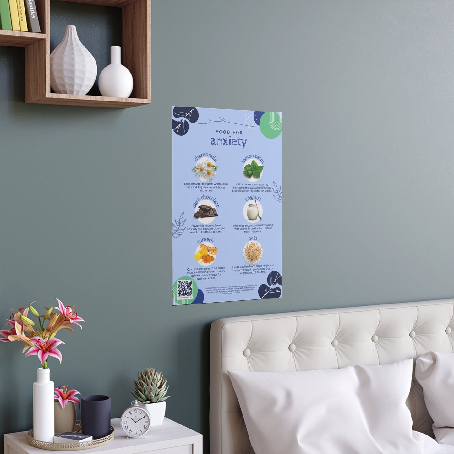 Food for Anxiety Silk Poster - Indoor & Outdoor Wall Decor