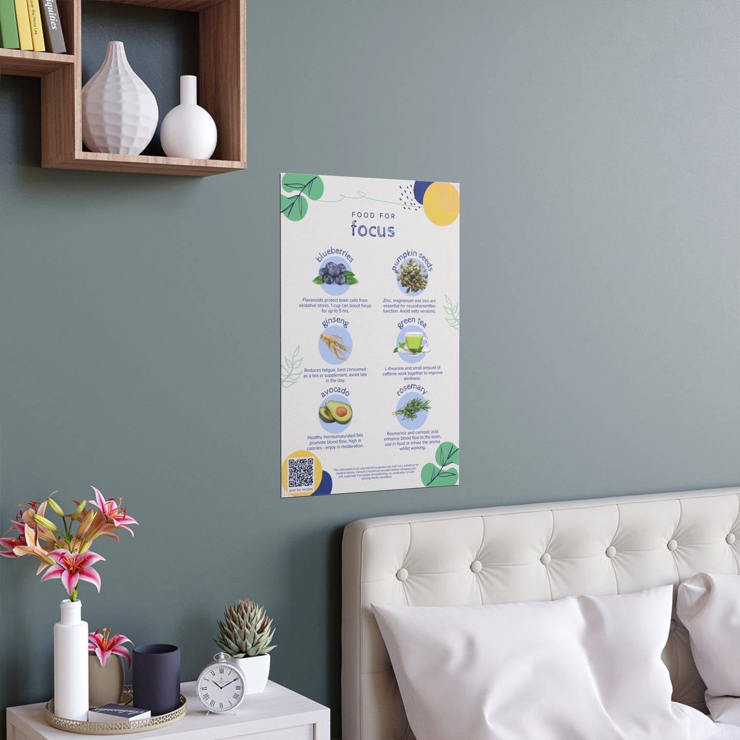 Food For Focus Silk Poster - Indoor & Outdoor Wall Decor