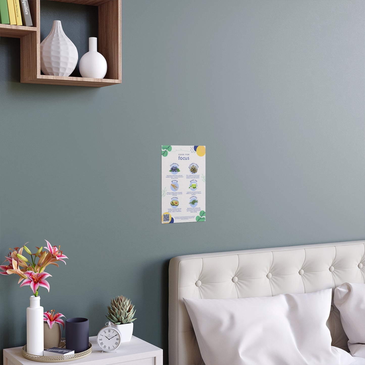 Food For Focus Silk Poster - Indoor & Outdoor Wall Decor