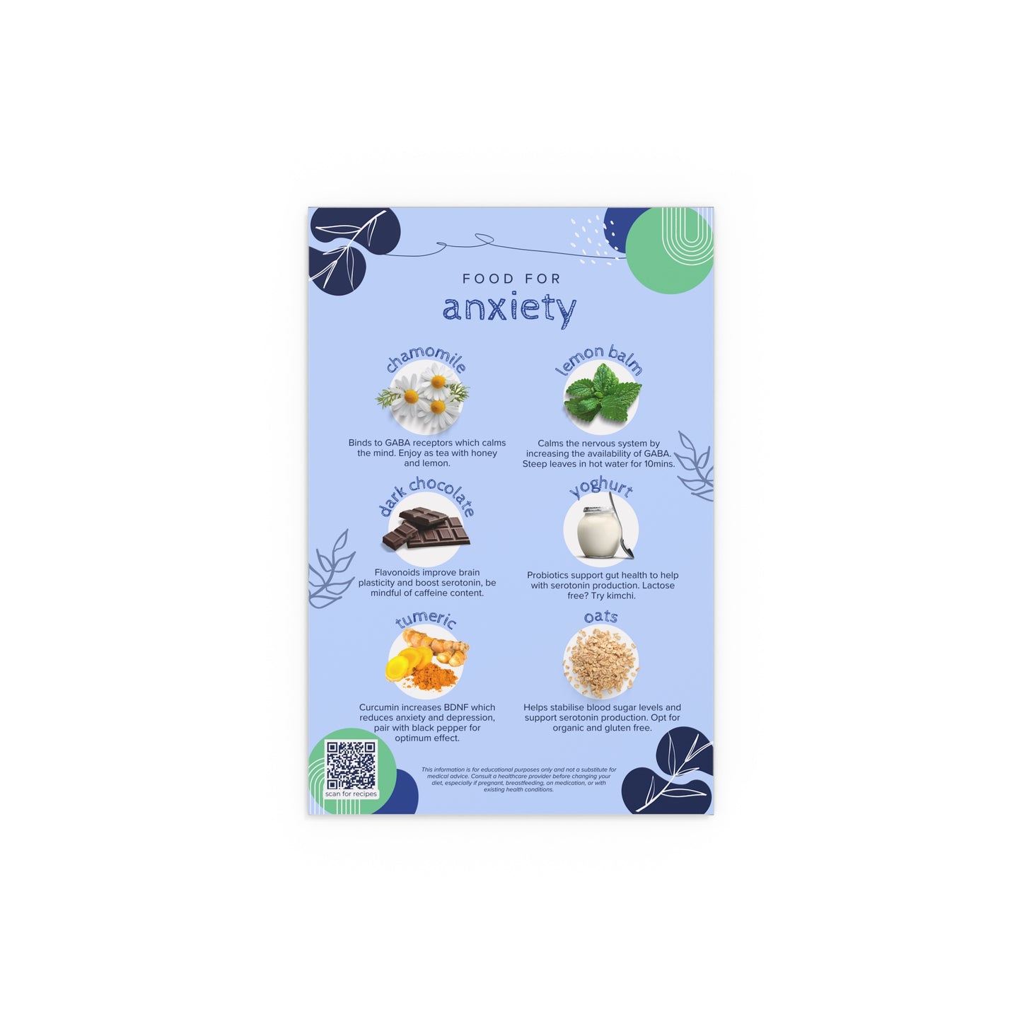 Food for Anxiety Silk Poster - Indoor & Outdoor Wall Decor